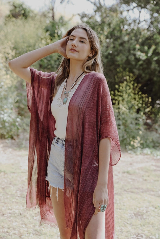 Plum Stripe Kimono