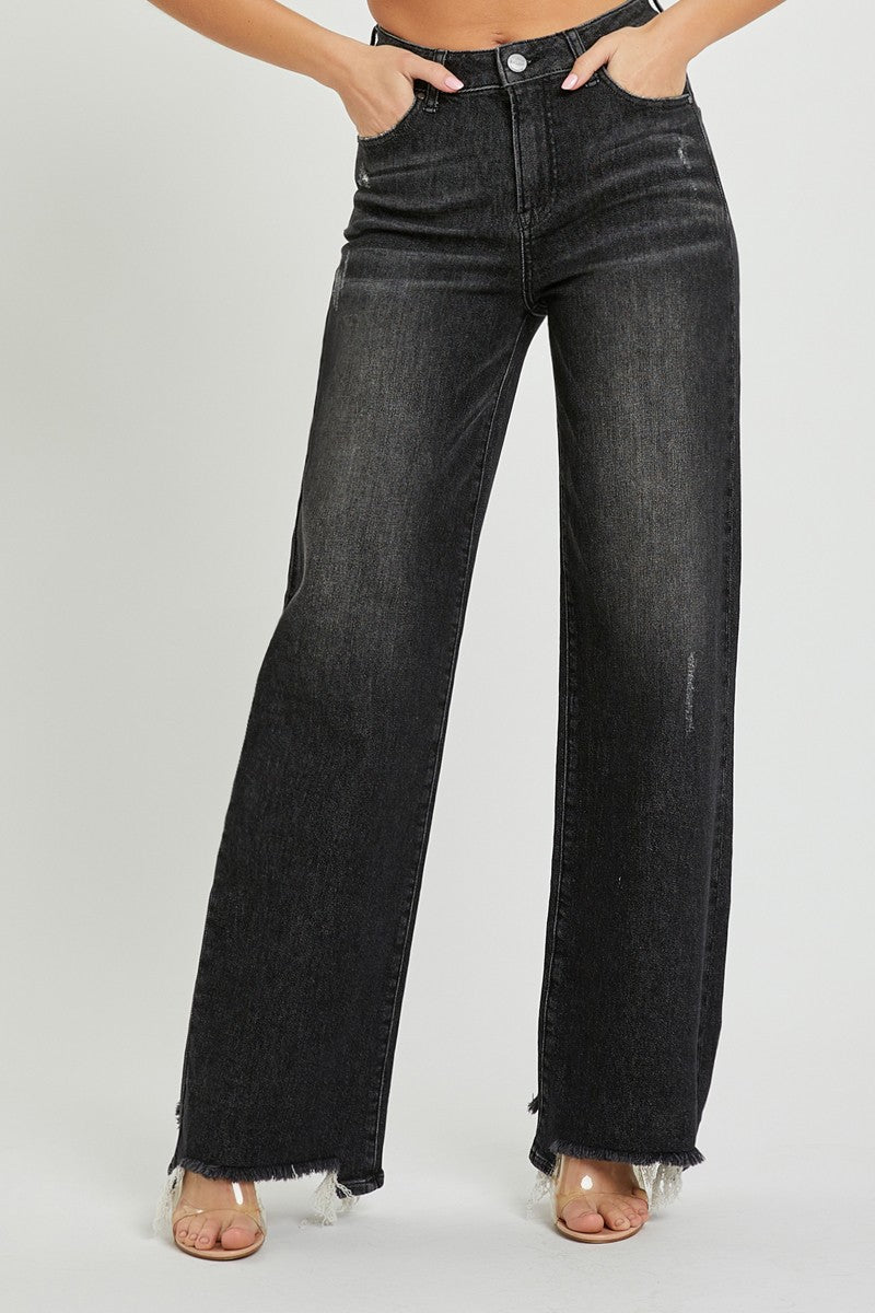 Black High Rise Wide Denim