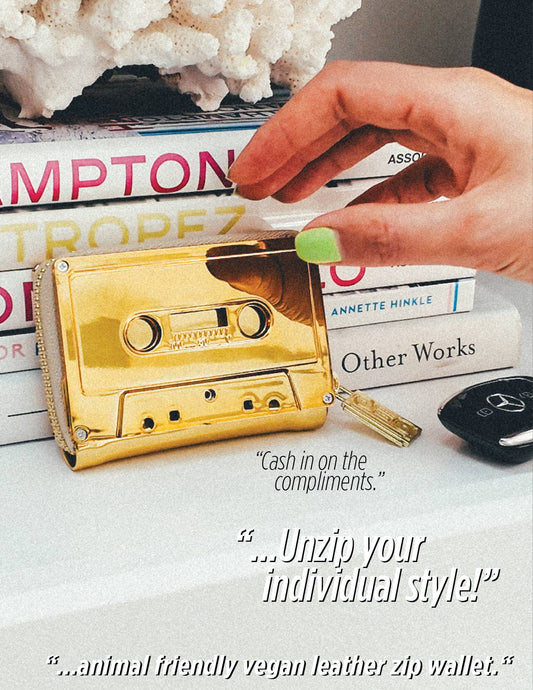 Gold Cassette Tape Wallet