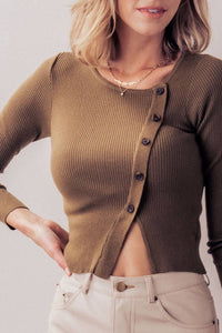 Olive Slit Sweater FINAL SALE