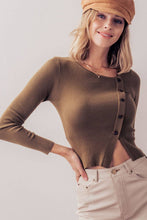 Load image into Gallery viewer, Olive Slit Sweater FINAL SALE
